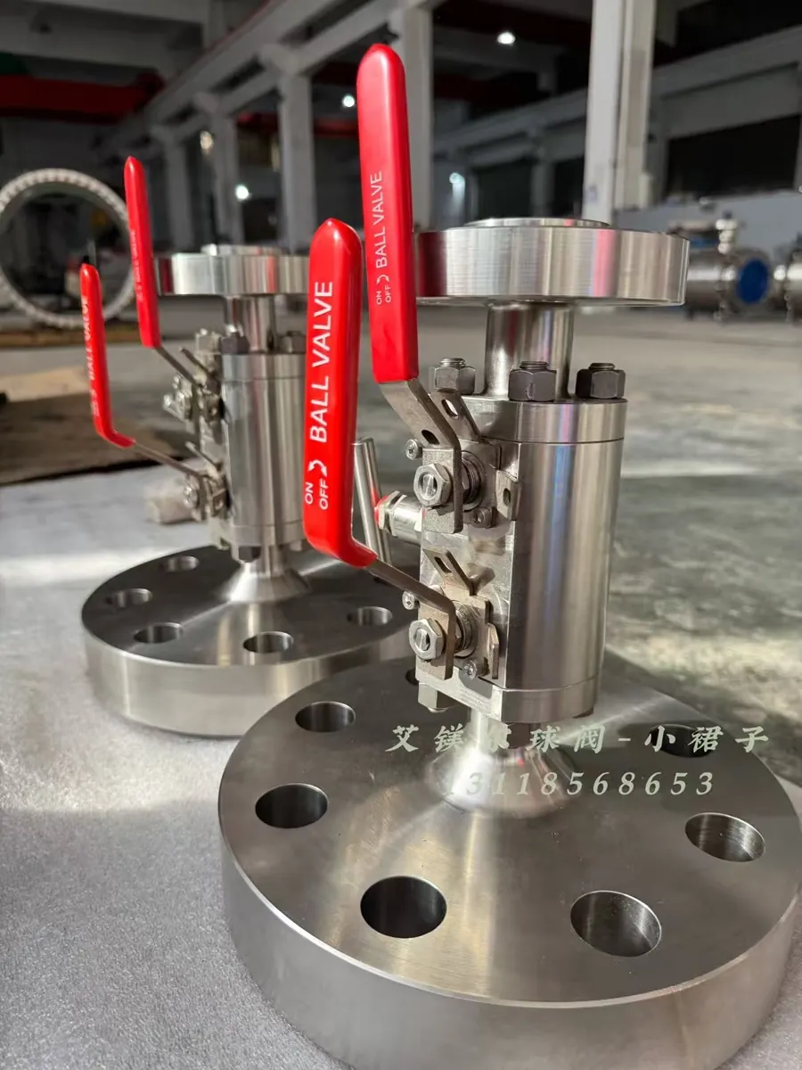 Industrial lever-operated metal ball valves at the workshop